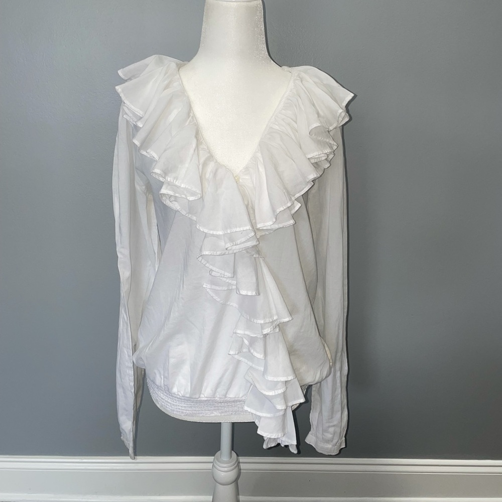 DENIM & SUPPLY Sheer Ruffle Blouse Size L